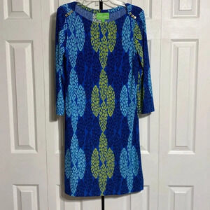 Cappagalla NWT blue black & yellow dress size SMALL